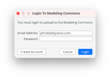Log in to Modeling Commons